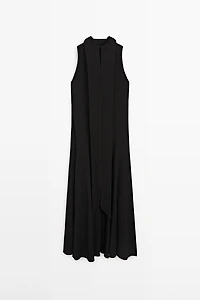 Halter neck midi dress with tie detail