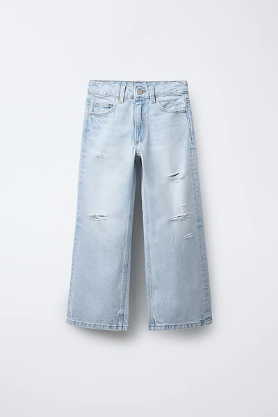 JEANS WIDE LEG À DÉCHIRURES
