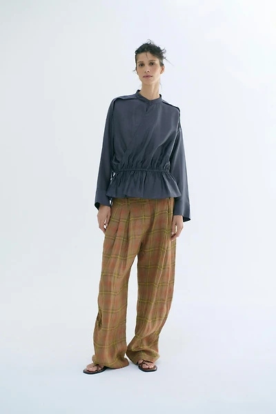 ZW COLLECTION LINEN CHECK PANTS