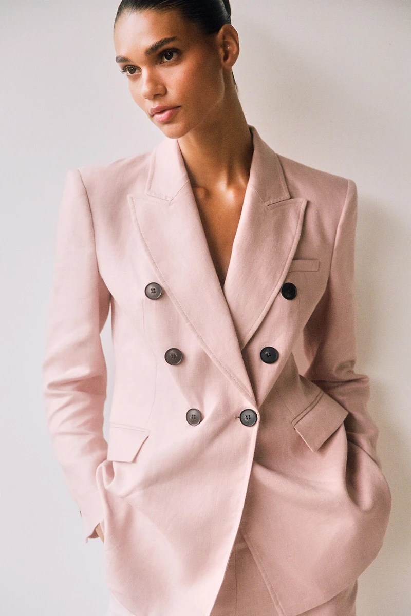 100% LINEN DOUBLE-BREASTED BLAZER