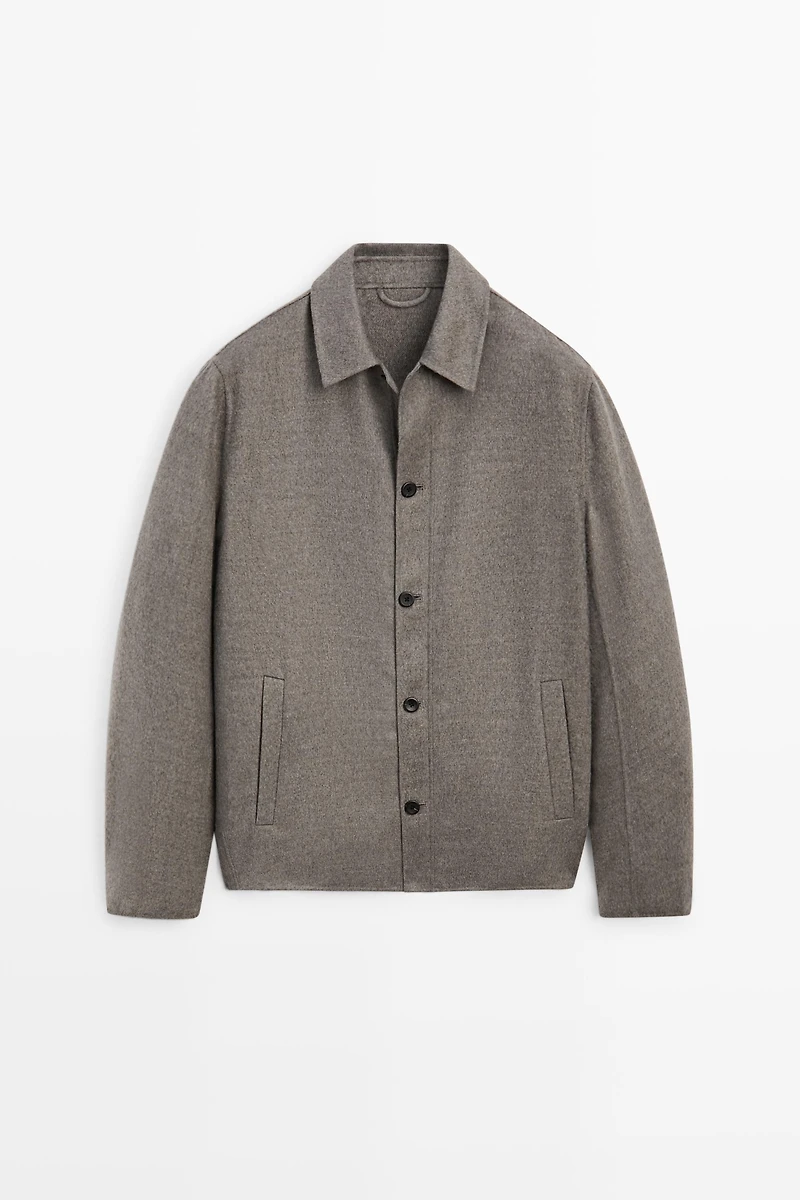 Wool blend overshirt with button detail
