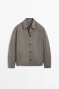 Wool blend overshirt with button detail