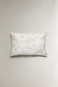 TOILE DE JOUY SATEEN PILLOWCASE WITH PALM TREES
