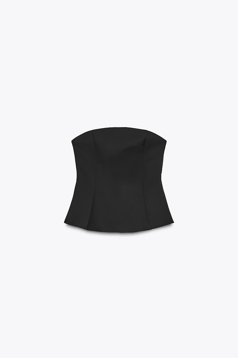 STRAPLESS PEPLUM TOP