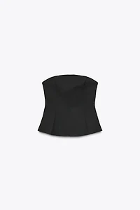 STRAPLESS PEPLUM TOP