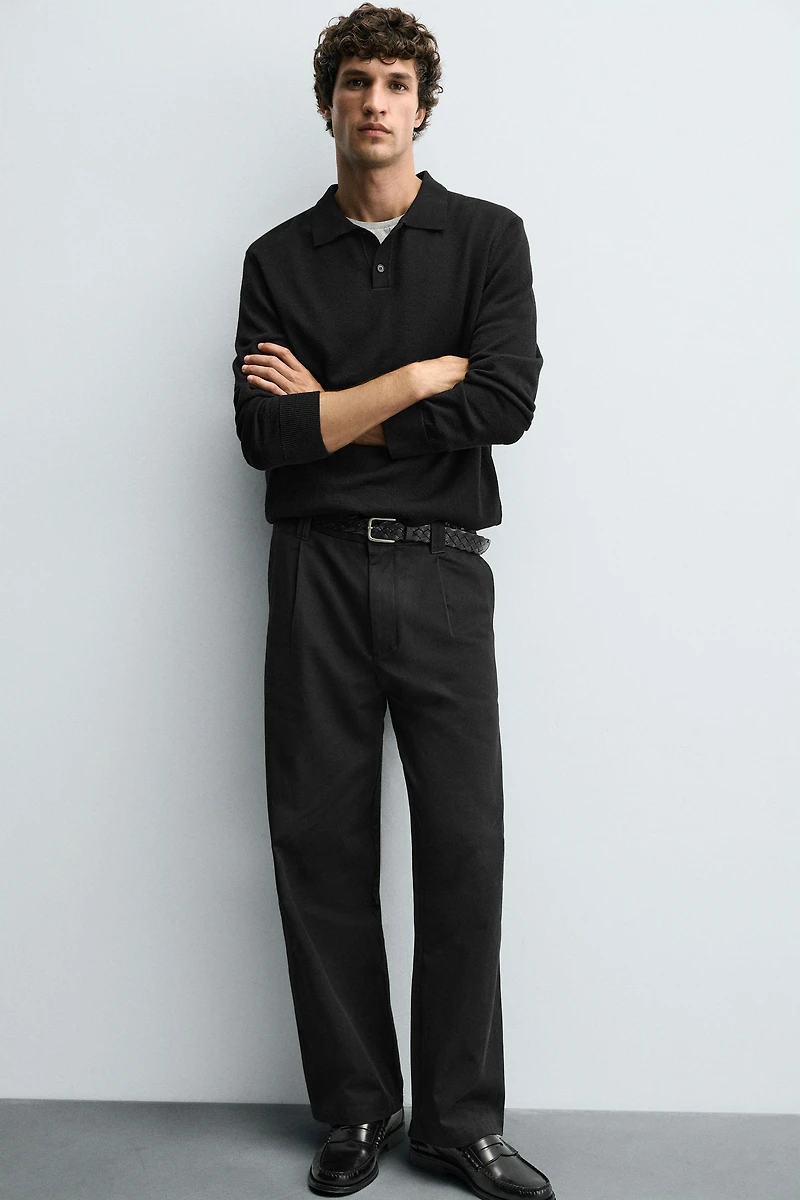 COTTON - LYOCELL PLEATED PANTS