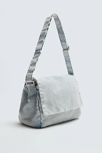 WASHED-EFFECT DENIM CROSSBODY BAG