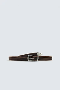 LEATHER BELT WITH METAL TIP
