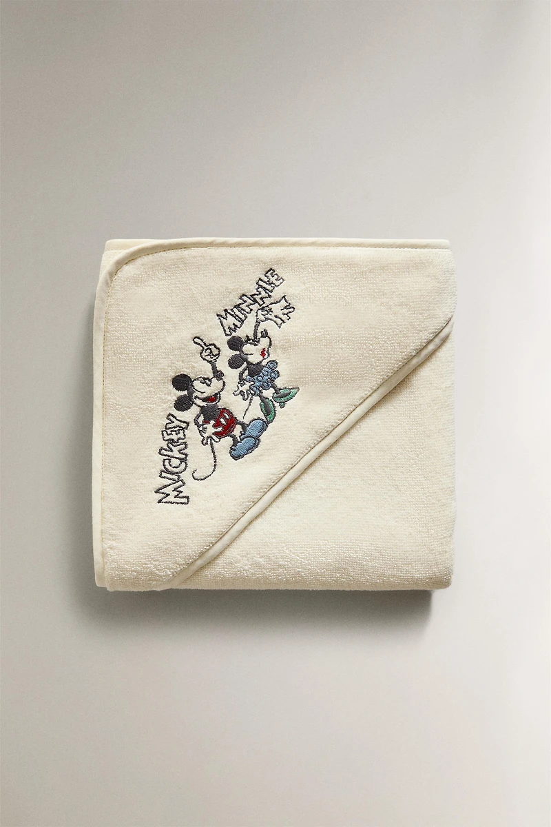 SERVIETTE DE BAIN À CAPUCHE COTON ÉPONGE MICKEY & MINNIE ©DISNEY