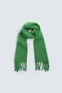 BRUSHED TEXTURE FRINGED SCARF