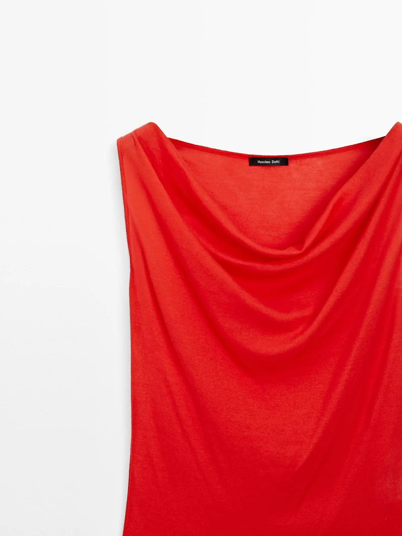 100% cotton top with draped neckline
