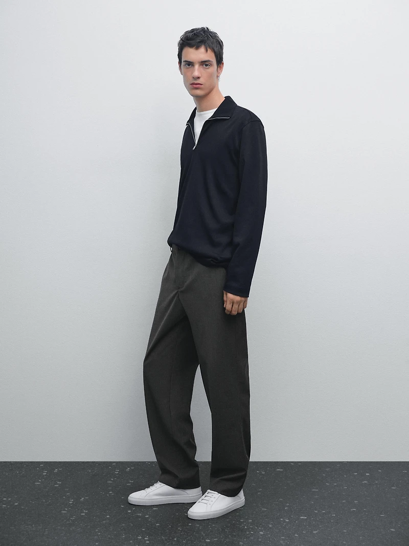 Mock neck quarter zip polo shirt