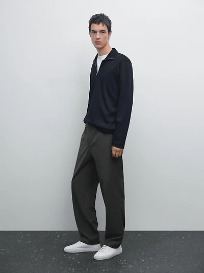 Mock neck quarter zip polo shirt