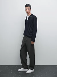 Mock neck quarter zip polo shirt