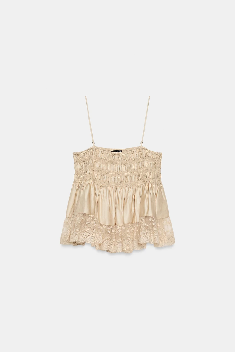 SATIN EFFECT LACE TOP