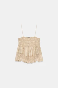SATIN EFFECT LACE TOP
