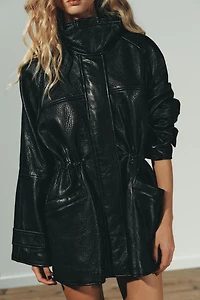 ADJUSTABLE WAIST LEATHER JACKET