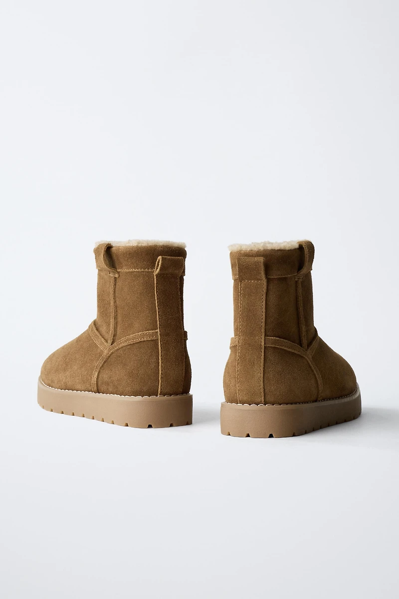 SHEARLING LEATHER ANKLE BOOTS