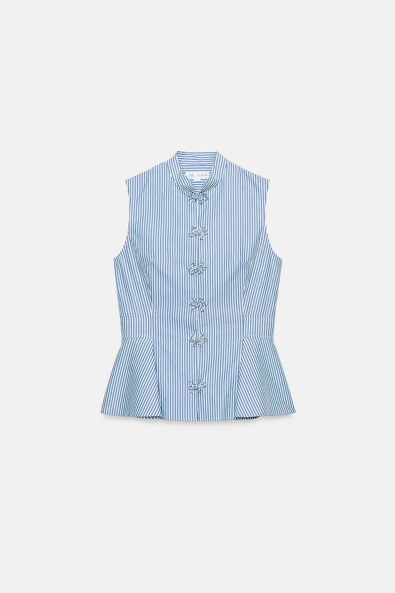 STRIPED PEPLUM SHIRT