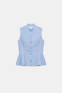 STRIPED PEPLUM SHIRT