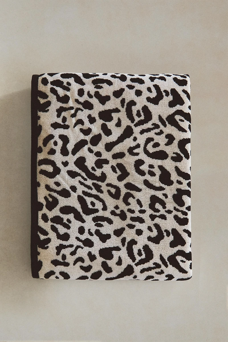 SERVIETTE DE BAIN VELOURS IMPRIMÉ ANIMAL