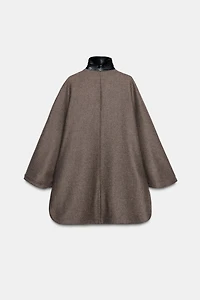 MANTEAU CAPE AVEC LAINE COL CONTRASTE