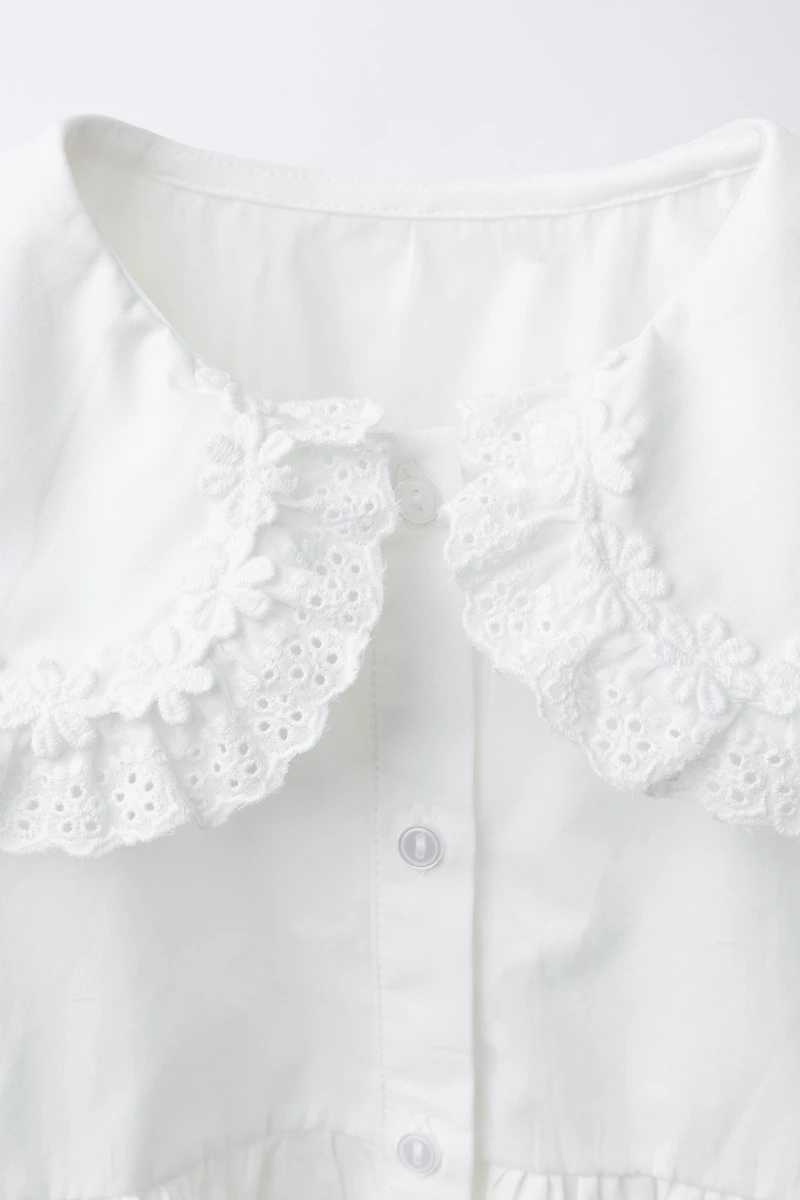 ROBE EN POPELINE COL CLAUDINE BRODÉ