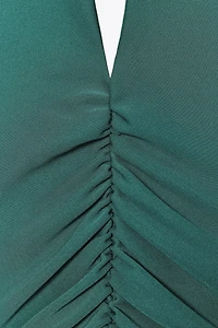 RUCHED HALTER MAXI DRESS