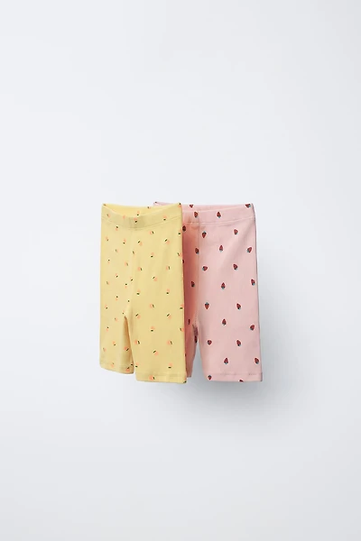 TWO-PACK RIB CYCLING LEGGINGS WITH LEMONS AND STRAWBERRIES