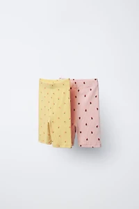 TWO-PACK RIB CYCLING LEGGINGS WITH LEMONS AND STRAWBERRIES