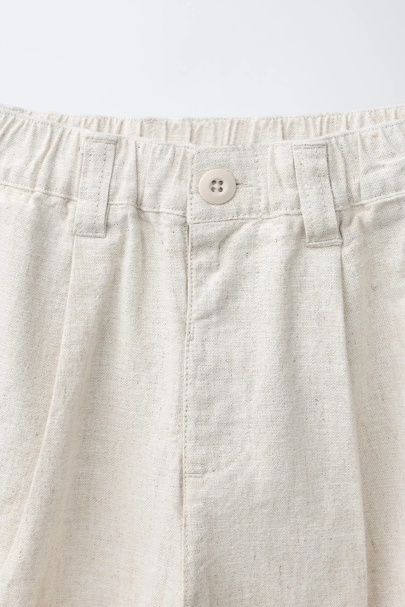 PANTALON DROIT EN COTON ET LIN