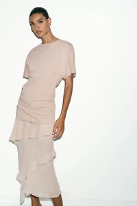 RUFFLED COMBINATION DRESS