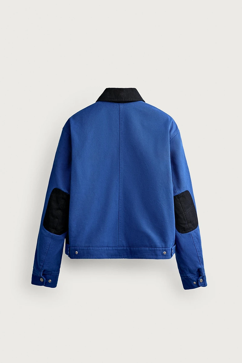 CROPPED FIT JACKET WITH CONTRASTING COLLAR
