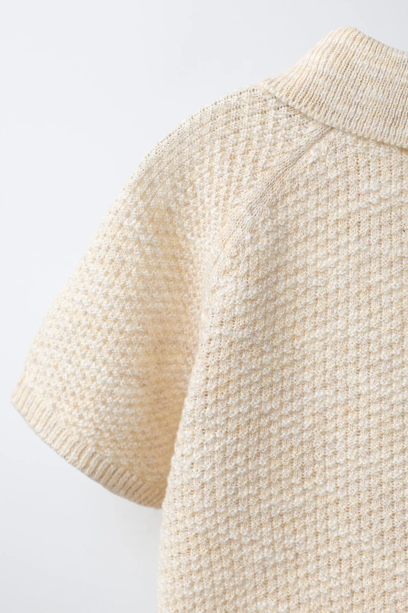 TEXTURED KNIT POLO JUMPER