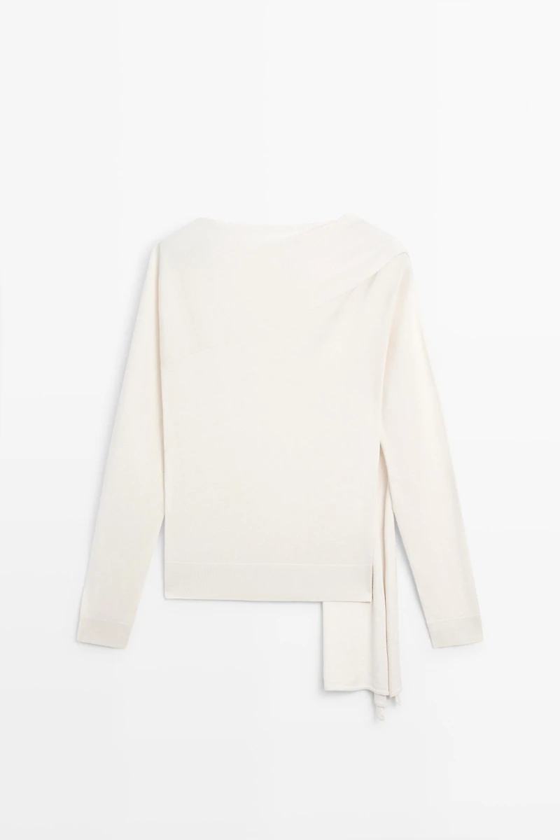 Silk blend knit sweater with scarf - STUDIO