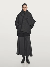 Water-repellent puffer jacket with scarf detail