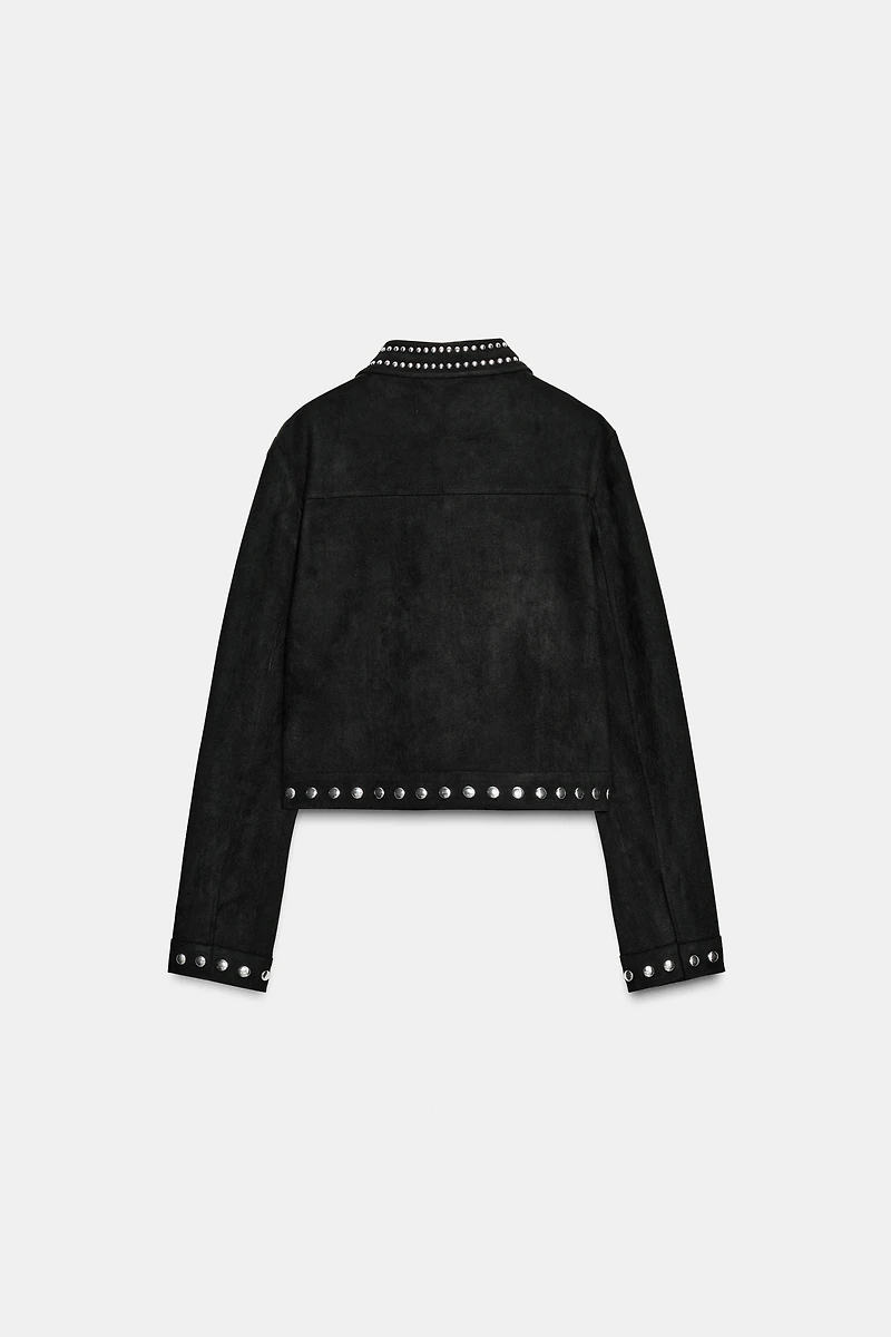 FAUX SUEDE STUDDED JACKET