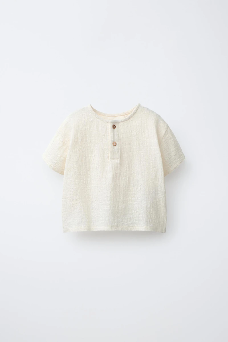 BUTTONED COMBINATION T-SHIRT