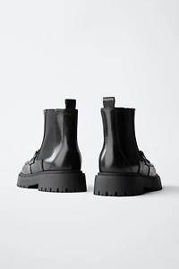 PATENT LEATHER ANKLE BOOTS WITH HEART DETAIL