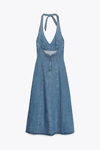 TRF HALTER DENIM DRESS