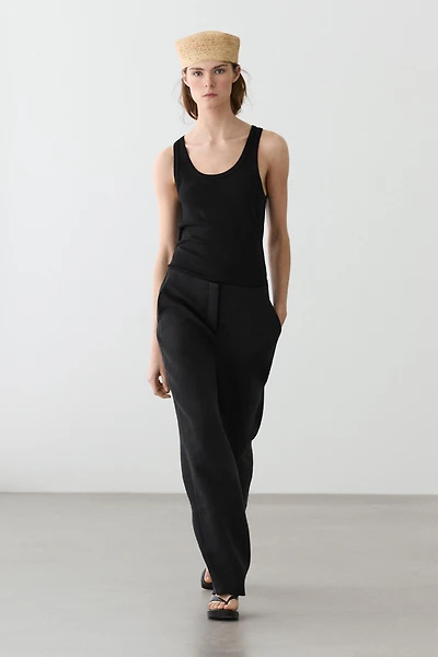 Pantalon fluide droit en lin