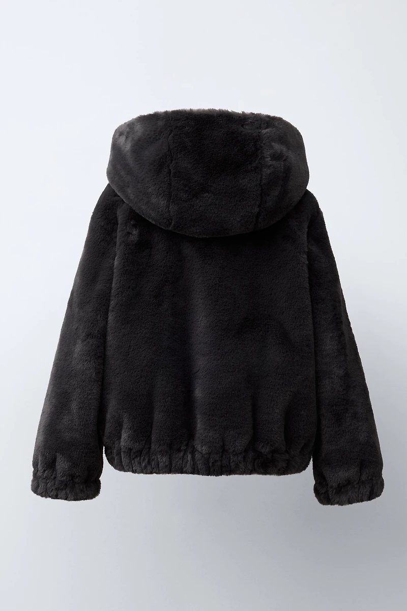 FAUX FUR HOODED JACKET