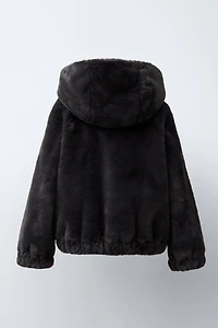 FAUX FUR HOODED JACKET