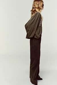 EMBROIDERED BIB BLOUSE