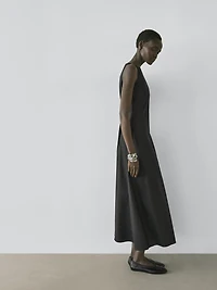 Long flowing linen blend dress