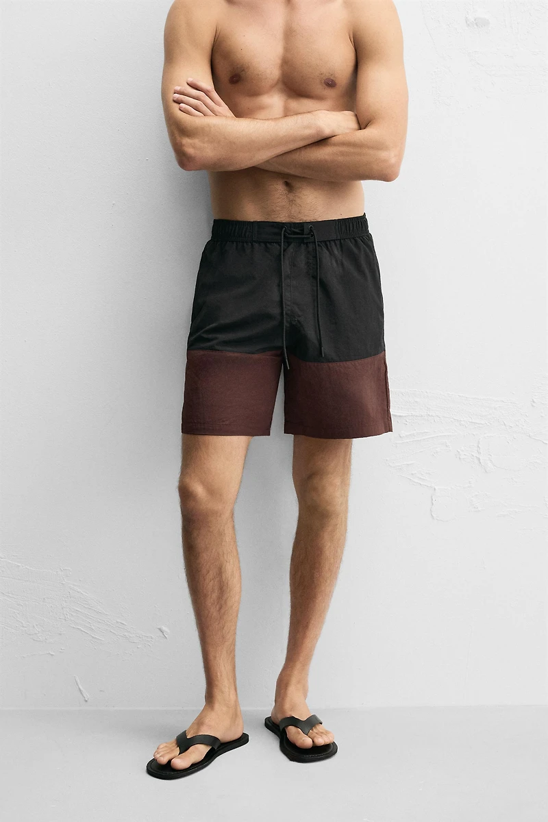 COLOR BLOCK LONG SWIMSUIT