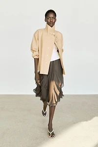 Flowing midi skirt with ruffle detail
