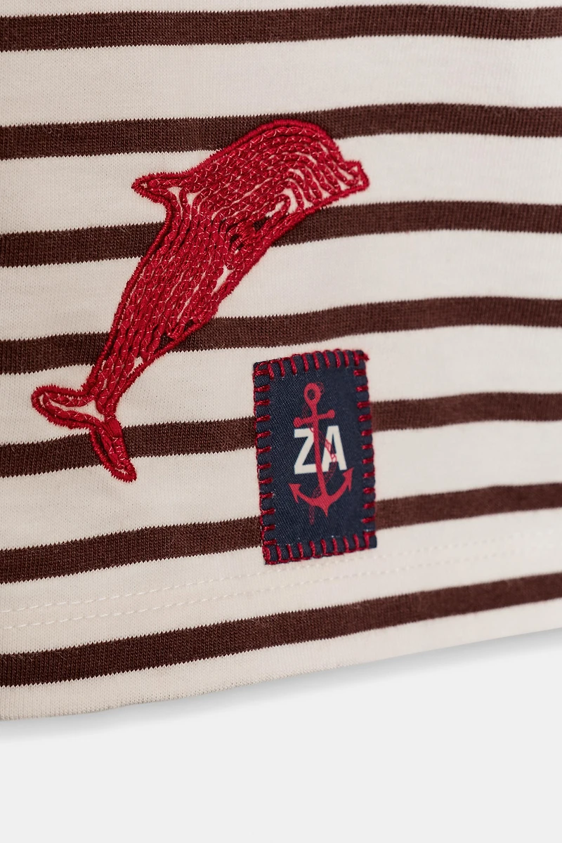 EMBROIDERED STRIPED T-SHIRT