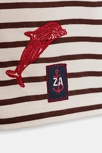EMBROIDERED STRIPED T-SHIRT