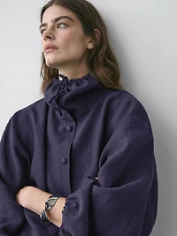 100% linen bomber jacket with collar detail